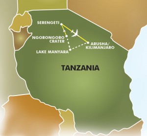 Greatest Show on Earth Tanzania Safari map